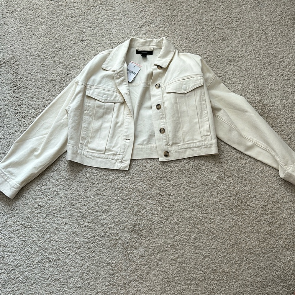 NWT Forever 21 Cream Jean Jacket